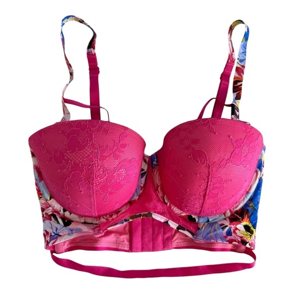 Victoria's Secret X Mary Katrantzou Pink Long Line Demi Bra Size 32 DD - Picture 3 of 7
